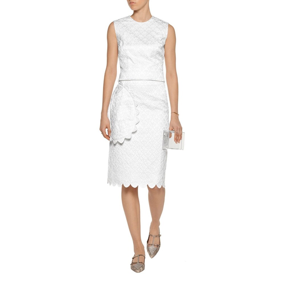 Simone Rocha White Quilted Cotton-Blend Brocade Skirt, UK 8, US 4, (S to M), NWT